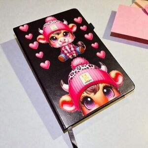 Black and Pink Highland Cow Notebook